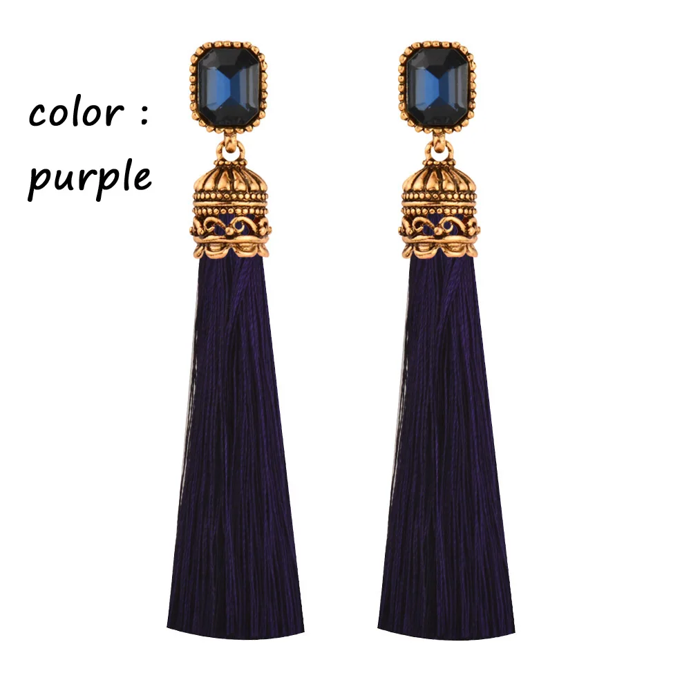 Clip on Silk Tassels and Rhinestone Earrings - Etsy