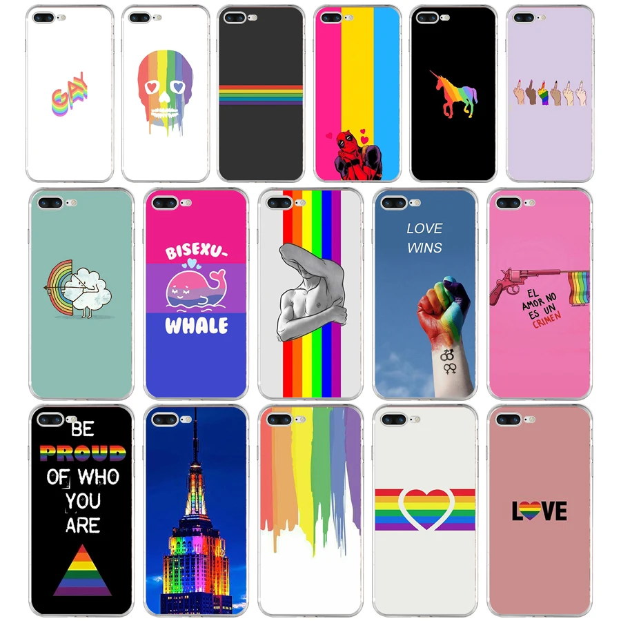 

69SD Gay Lesbian LGBT Rainbow Flag Pride ART Soft TPU Silicone Cover Case For Apple iPhone 6 6s 7 8 plus Case