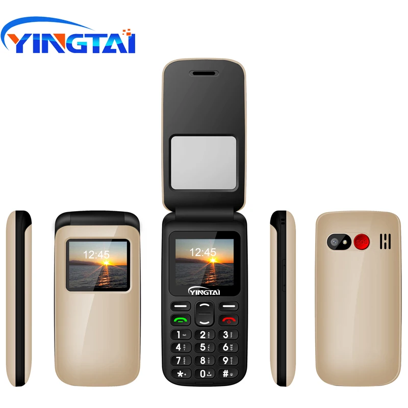 NewOriginal YINGTAI T40 2G falso Flip teléfono móvil botón desbloqueado característica de la cubierta del teléfono ruso MTK Dual SIM teclado niño