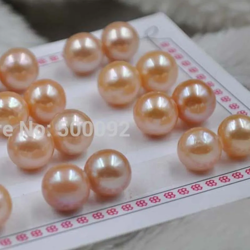 

AA++ 2 PCS 11MM near round Furrow Kasumi pearl half drilled loose pink beads