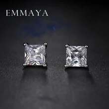 Emmaya корейская мода дешевые элегантные белые квадратные Кристальные серьги-гвоздики для женщин модные дешевые свадебные ювелирные изделия