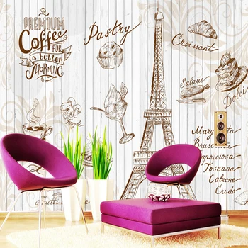 

Wallpapers photo Custom Wall Mural 3D Retro Letters Coffee Cafe Cake Shop Restaurant Art Tooling Backdrop Wall Painting