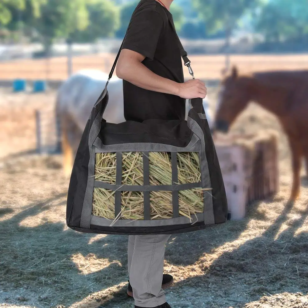 Мешок Сена ткани Оксфорда, регулируемый ремень и большая емкость сена сумка Лошадь Сад Ферма сена корма аксессуары