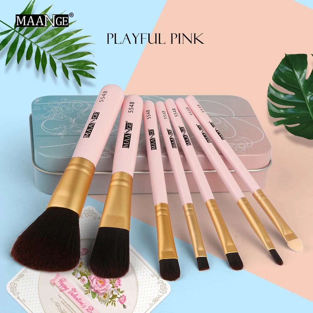 

MAANGE 7pcs/set Makeup Brushes Set High Quality Soft Fiber Foundation Powder Eyeshadow Portable Make Up Cosmetic Tool Travel Kit