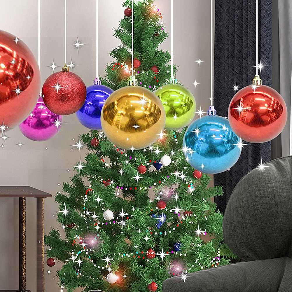 24 шт однотонных рождественских елок, декоративные блестящие шары для Рождественского украшения, рождественские шары