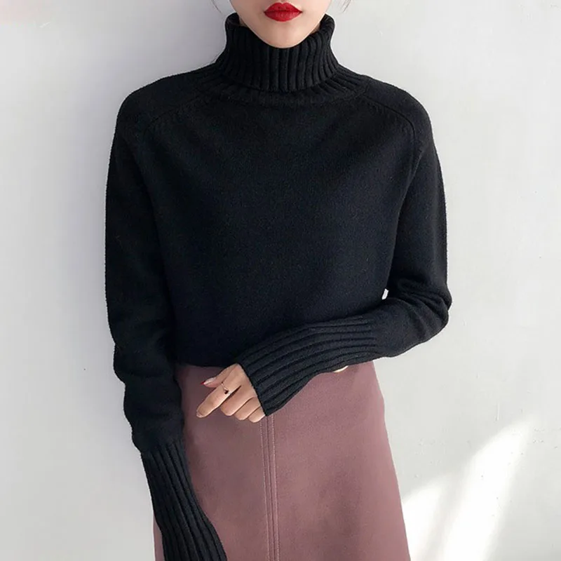 Модный женский свитер осень зима кашемировый вязаный женский свитер и пуловер Женский трикотажный джемпер - Цвет: Черный