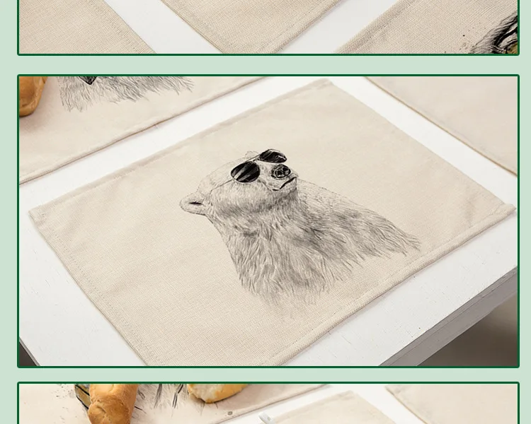 Креативные Рисованные животные Мандала жизнь 4 шт. набор кухонных ковриков на стол из хлопка и льна, декоративные салфетки