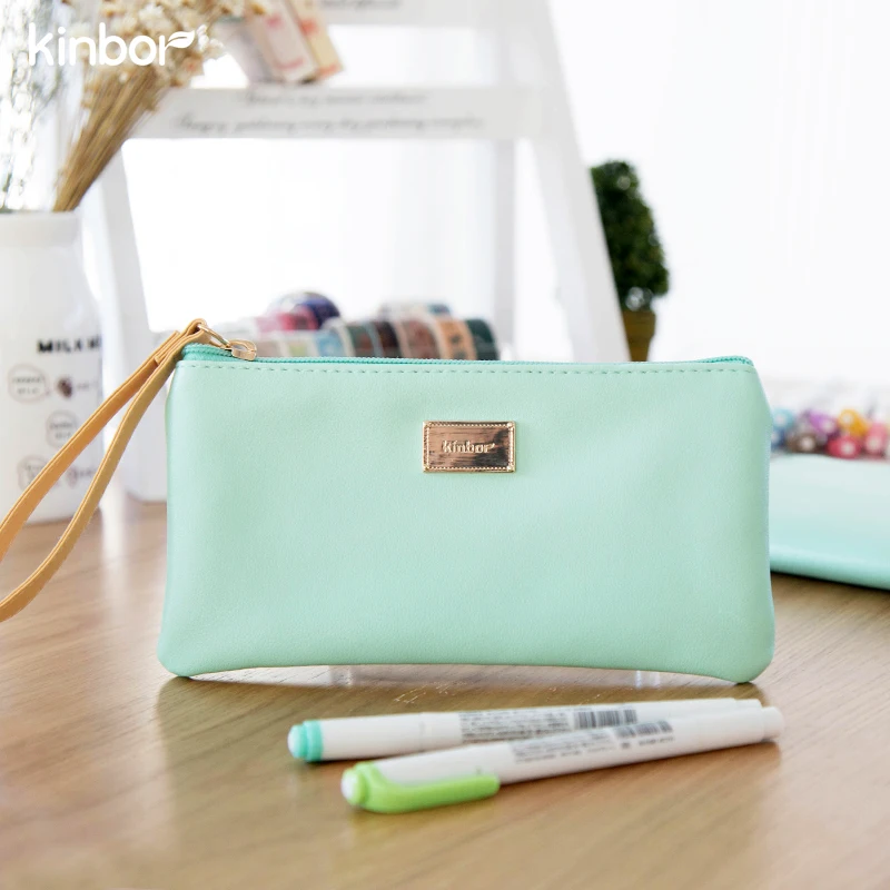 

KINBOR Candy Colors PU Pencil Bag High-capacity Student Pencil Case 1PCS