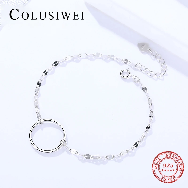 

Colusiwei 100% 925 Sterling Silver Heart and Circle Link Chain Bracelets & Bangles for Women Genuine Silver Fine Jewelry Gift