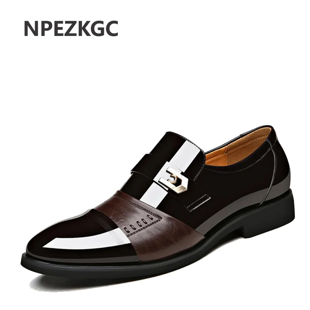 NPEZKGC Brand High Quality  Leather Shoes  Men Wedding Shoe  