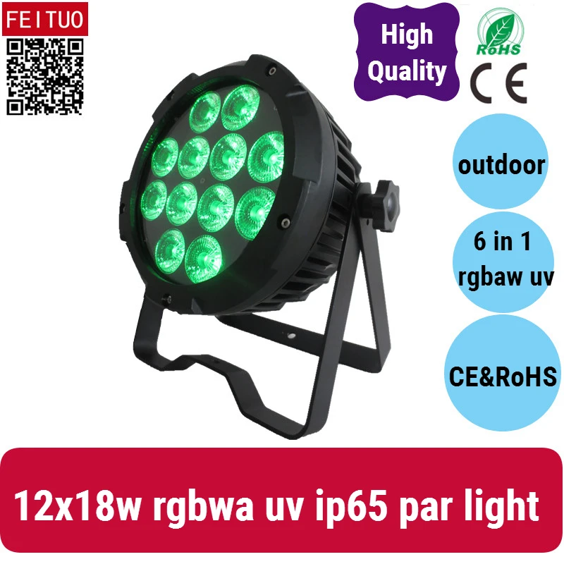 

A- 2pcs 12x18w rgbwa uv 6 in 1 waterproof LED Stage PAR Can Light DJ Disco Club Effect Lighting UP Lighter DMX Strobe AC90-240V