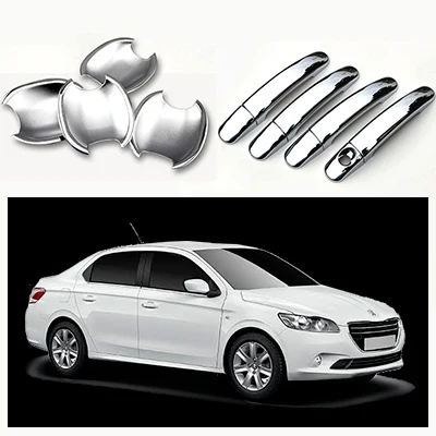 Для peugeot 301 508 2011- 508SW хромированная стильная дверная ручка и чаша автомобильные чехлы автомобильные аксессуары наклейки для автомобиля Стайлинг автомобиля - Название цвета: HandleBowl for 301