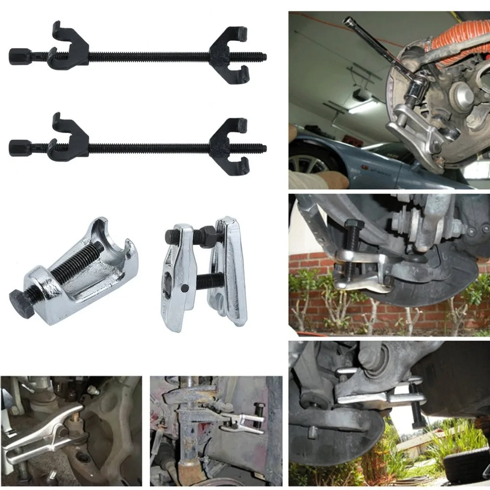 

2pcs Ball Joint Puller Separator Removal Tool Splitter Cup Type+2pcs Tie Rod End Pusher Extractor Spring Tensioner NEW