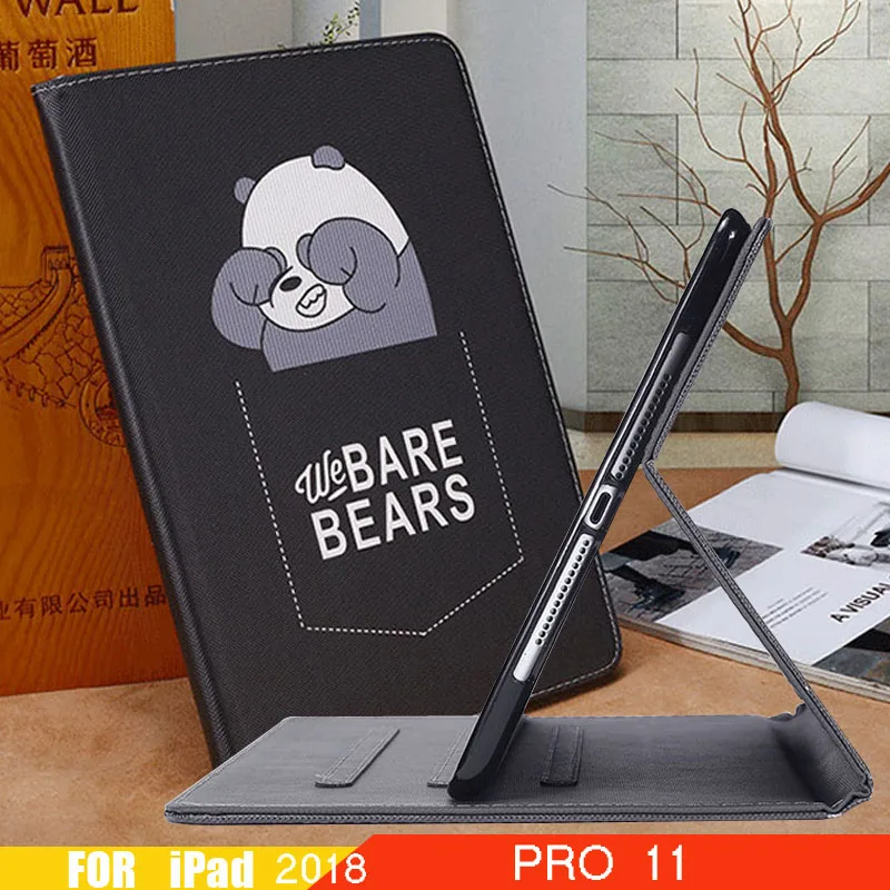 

Case For iPad Pro 11 2018 Cartoon Bear Auto Wake Up Sleep Smart Stand Leather Cove 11 Inch Case For Apple iPad Pro 11