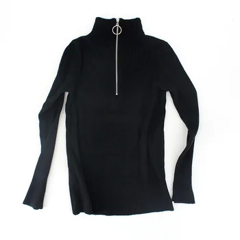 

Winter Autumn Turtleneck Long Sleeve Womens Knitted Sweater High Elasticity Zipper Jersey Mujer Women Sexy Club Pullovers