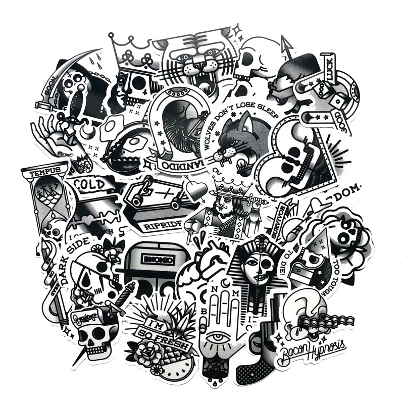 29pcs/set of Black and white series Stickers Burger on Laptop Covers DIY Motorcycle Suitcase Home Decor Phone Y180882 | Дом и сад