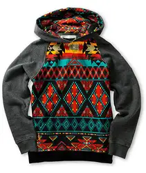 Дамы зимние и осенние пуловеры с капюшоном Геометрическая Лоскутная Женская толстовка лидер продаж, повседневная одежда Длинные рукава