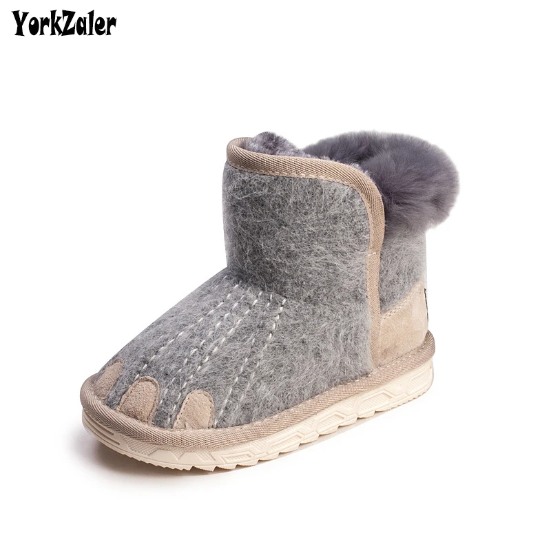 

Yorkzaler 2018 Winter Kids Snow Boots For Girls Boy Plush Real Fur Children's Thicken Boots Cotton Toddler Baby High Top Shoes