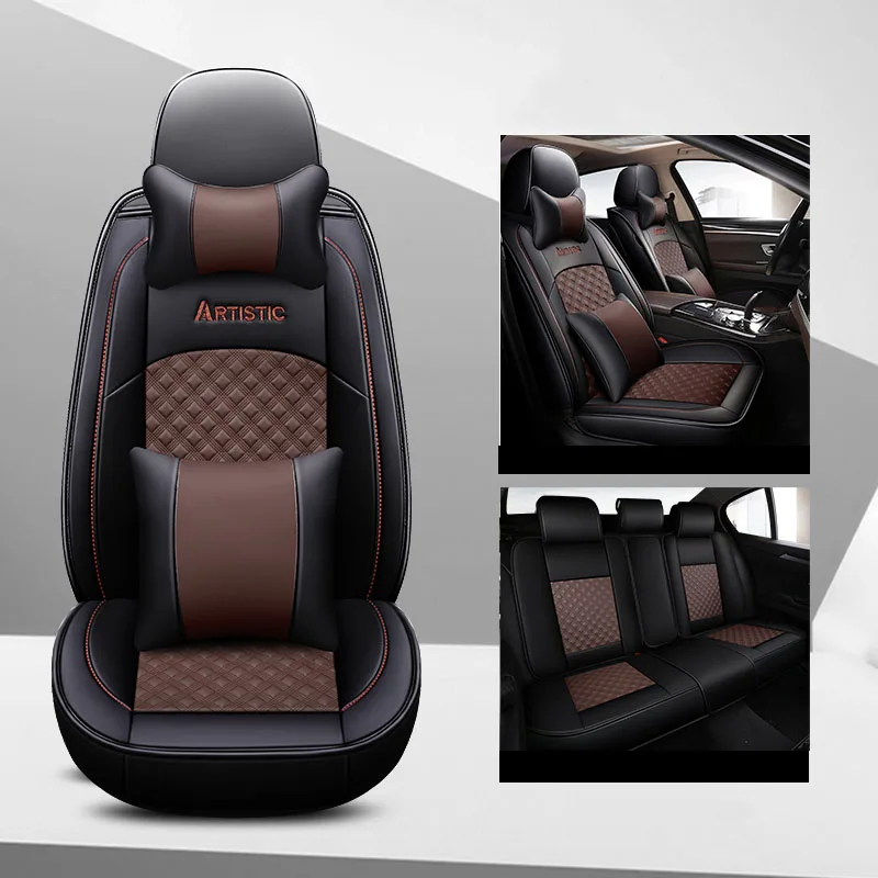 Сиденья автомобиля чехлы на сиденье автомобильное кожаный чехол для peugeot 308 408 508 4007 4008 508 sw УАЗ patriot - Название цвета: brown
