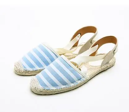 TINGHON/летние парусиновые женские эспадрильи; сандалии на платформе с ремешком на щиколотке; женские сандалии на плоской подошве со шнуровкой в полоску - Цвет: Style 2