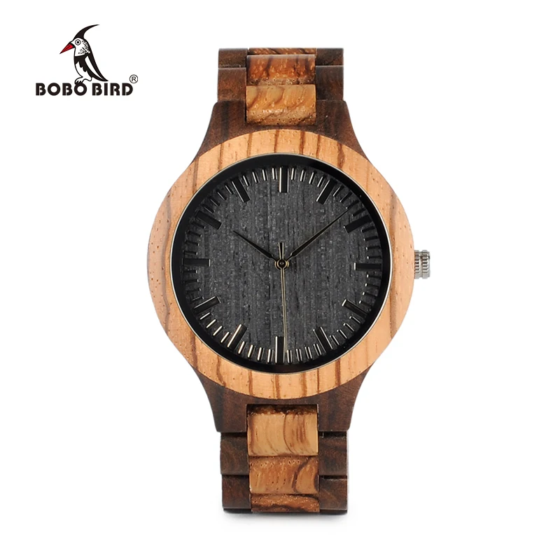 BOBO BIRD WD30 Brand Designer Mens Zebra Wood Watch Wooden Band Quartz Watches for Men Japan miyota 2035 Watch in Wood Box