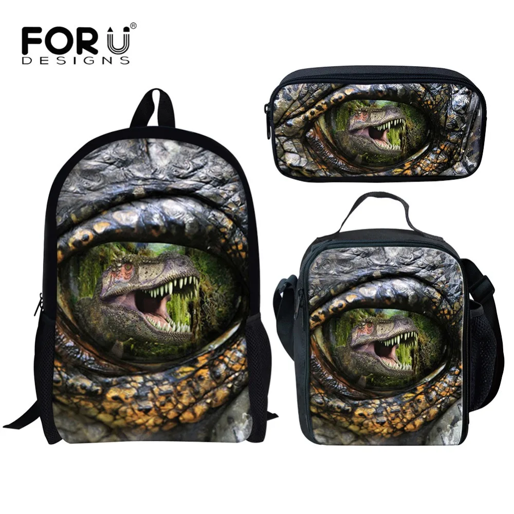 FORUDESIGNS/школьные сумки для мальчиков-подростков с 3D принтом динозавра, ранец, школьный рюкзак для дошкольников, сумка для книг, Escolar