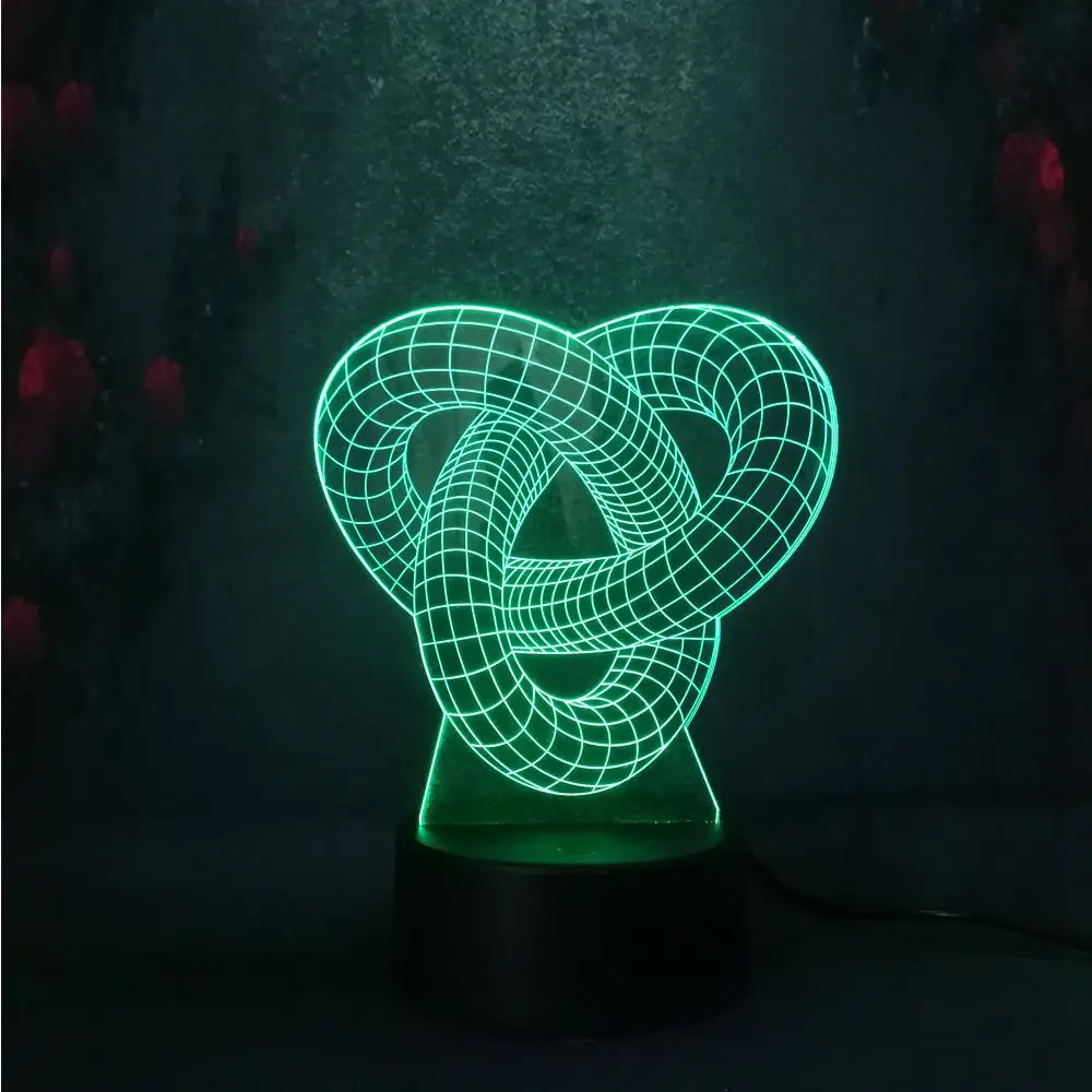Double Ring 3D Night Light Visual Creative Dynamic Alternating LED luminous small table bedroom cafe lamp birthday holiday gifts | Лампы и