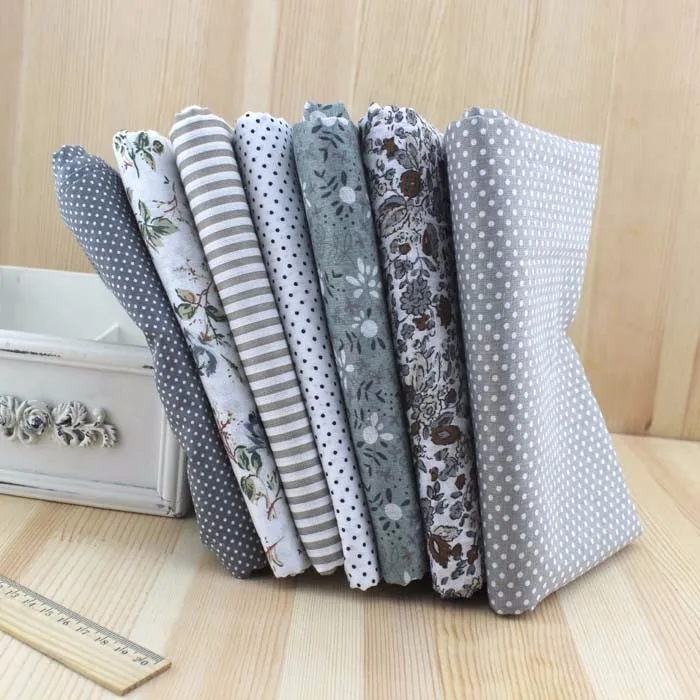 7 шт. 50 см x47cm-50cm Простой Тонкий лоскутный хлопок Добби ткань цветочный серии одеяло Шарм четверти набор для шитья - Цвет: gray