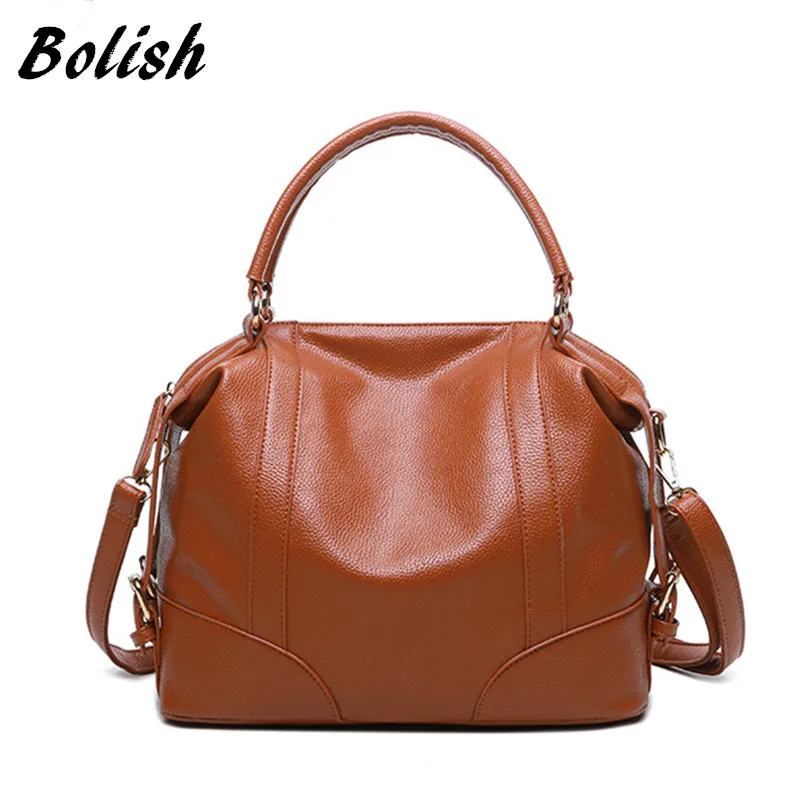 

Bolish new women bag European and American wind soft pure color leather handbag women messenger bags