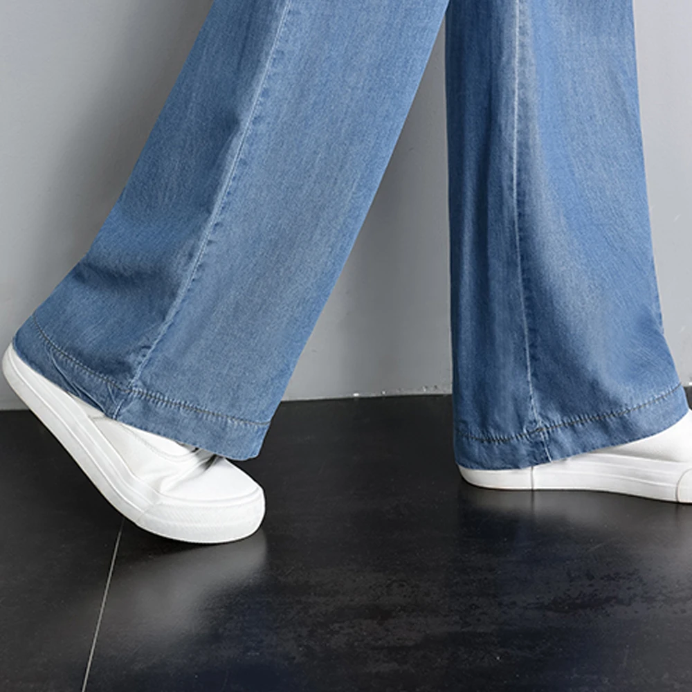 Для женщин высокая Талия tencel джинсы новые модные летние тонкие свободные штаны удобные Свободные повседневные джинсы винтажные брюки