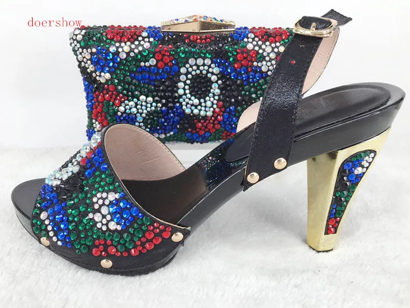 

doershow Nigeria Wedding Sandal Shoes And Bag To Match High Quality Fashion African Italian Shoes And Matching Bag Set Hlu1-31