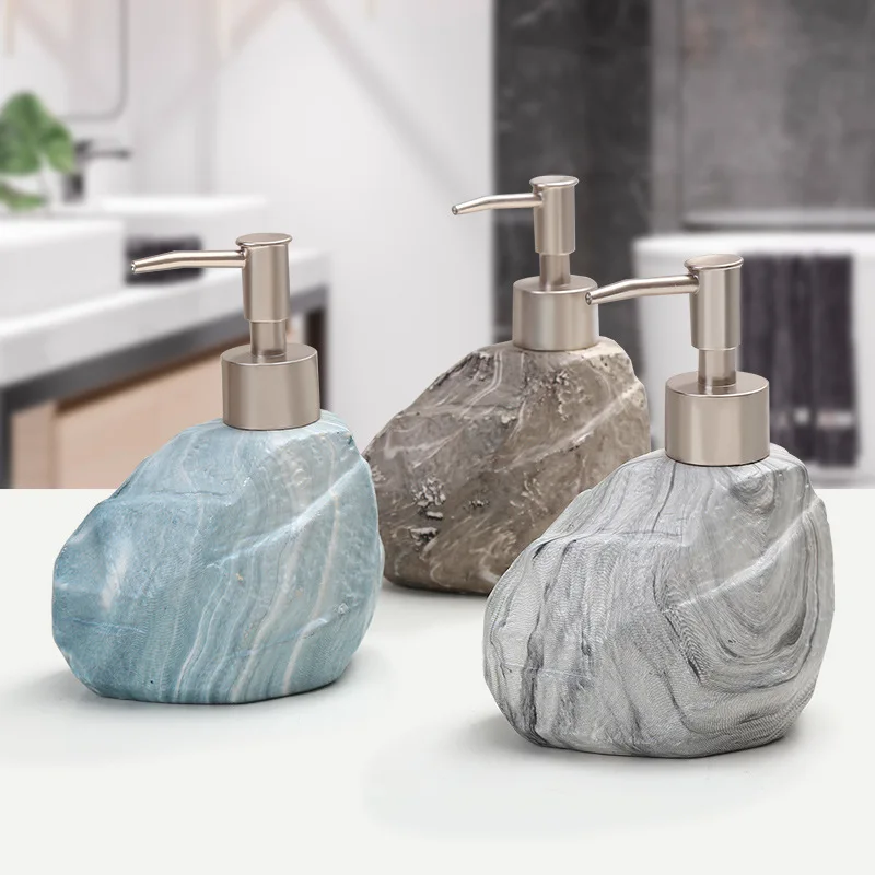 

Creative ceramic Modern stone shampoo bottle soap dispenser pump Body wash soap dispenser Lotion bottle bathroom accessories