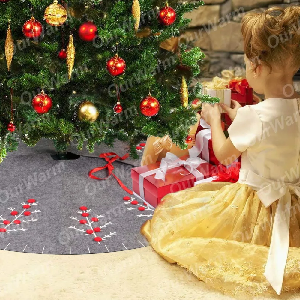 OurWarm 122 см новогодняя елка юбка фартуки под рождественскую елку коврик покрытие 3D шар-помпон войлочная юбка для рождественской елки