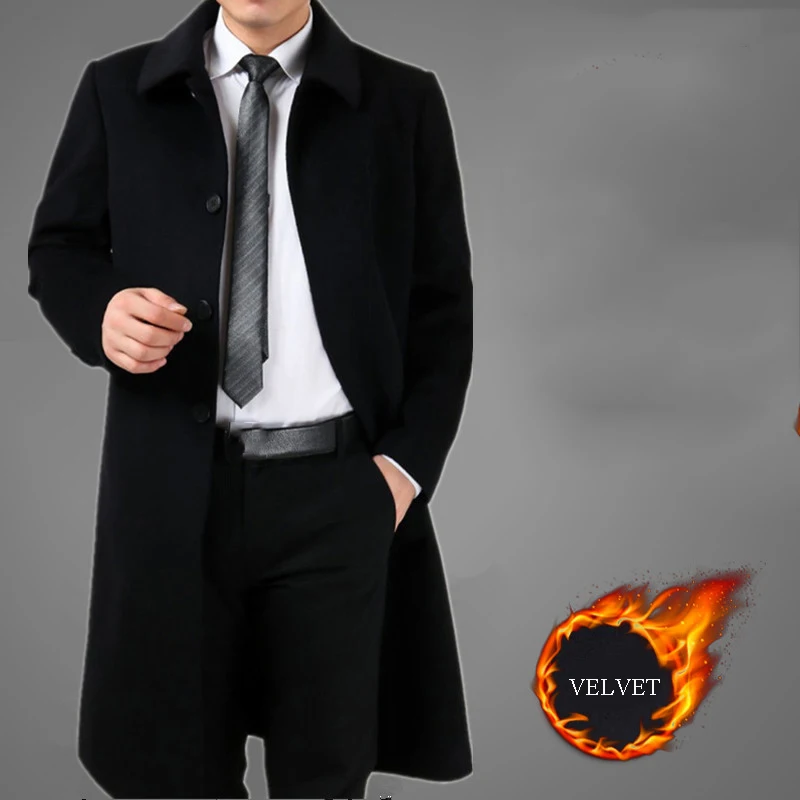 AYUNSUE размера плюс 4XL новая мода зимнее пальто для мужчин длинная куртка мужская ветровка кашемировое пальто Мужское пальто LX771