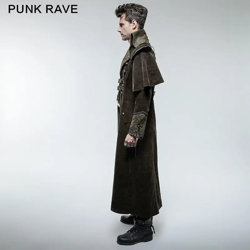 Готический популярные мужские длинные коричневые крутая куртка стимпанк VTG Regency Highwayman Ковбойское пальто Панк Rave Y-654