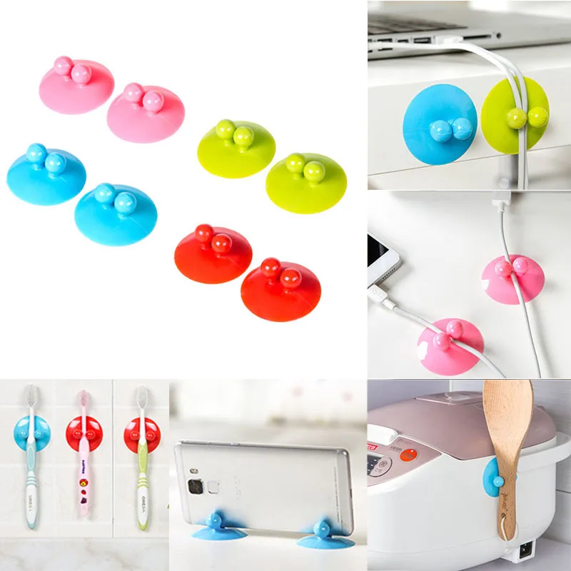

Hot Sale 2PCS/Set Silicone New High Quality Suckers hook Multifunction Home Supplies Bathroom Hook Hanger Kitchen Storage Hook