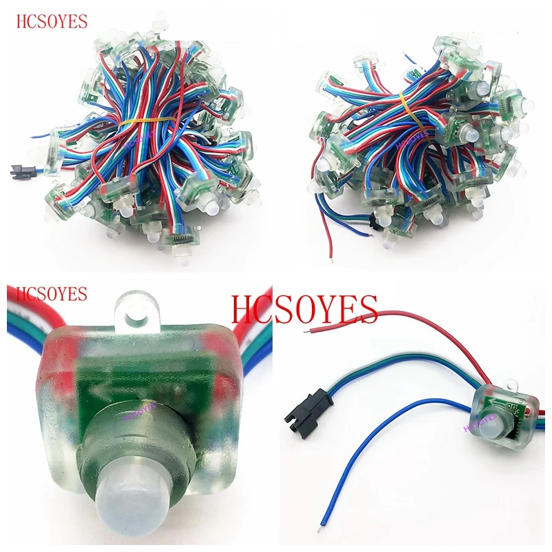12 мм WS2811 квадратный светодиодный пиксельный модуль рассеянный цифровой RGB Пиксельная струна DC5V водонепроницаемый 1000 шт./лот RWB провод