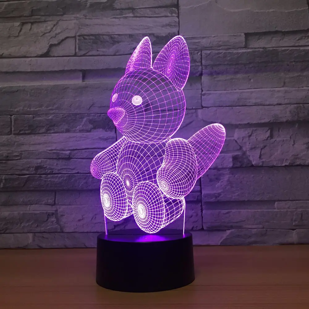 Squirrel 3D LED Lamp Touch Acrylic Visual Led Night Light Fixture