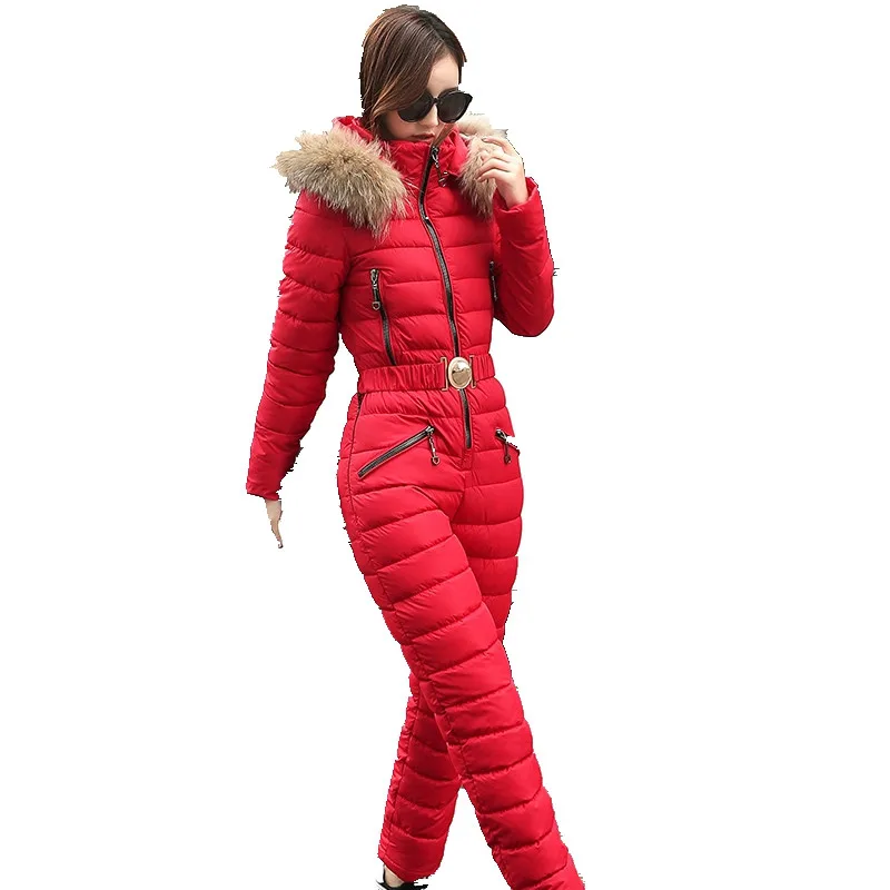 

2018 New Fashion Women Fur Collar Hooded Upset Cotton-Padded Down Set Female Thickening Warm Winter One-Piece Cotton Jacket V52