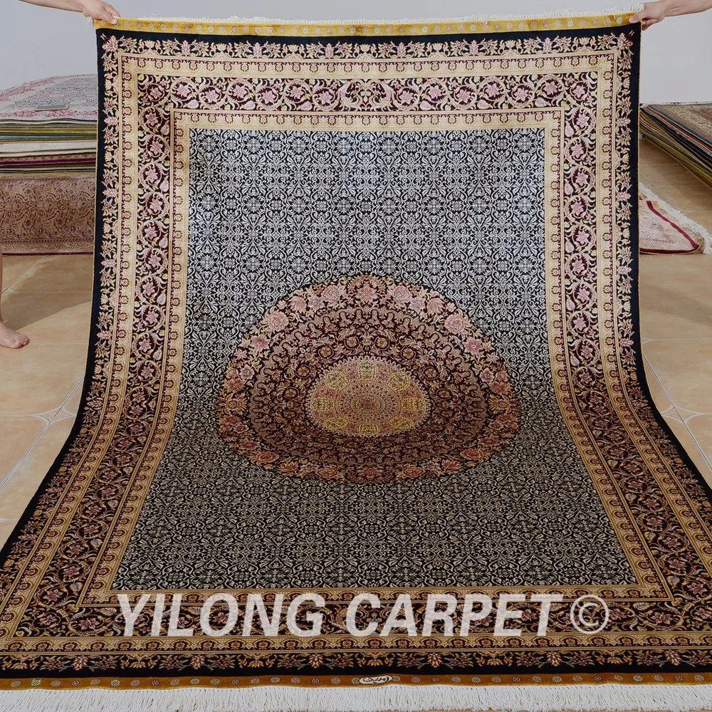 Yilong 5,5 'x8' шелковые турецкие ковры прямоугольник vantage ручной завязанный китайский ковер(0218