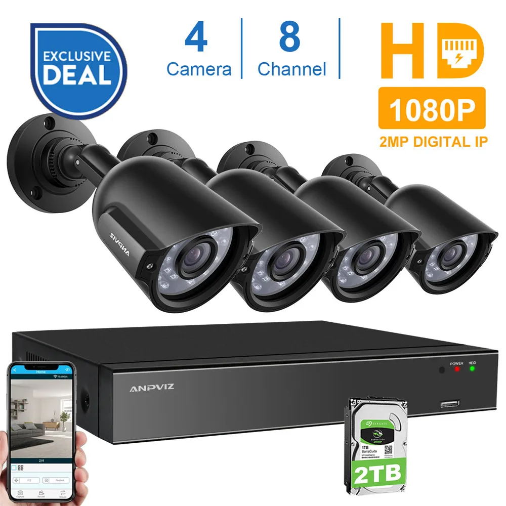 

8CH 1080P POE NVR Kit CCTV Security System 4PCS 2.0MP Vandalproof Bullet Indoor Outdoor IP Camera P2P Video Surveillance System