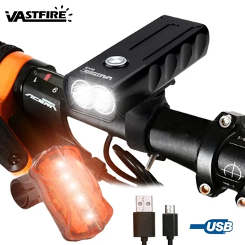 

VASTFIRE USB Rechargeable XM-L T6 LED Bike Bicycle Front Head light Flashlight Torch Handlebar Lamp Built-in Battery