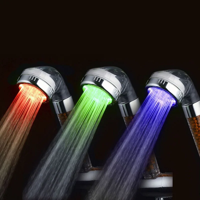 7 Color Shower Head Temperature Sensor LED Anion Handheld ABS Water