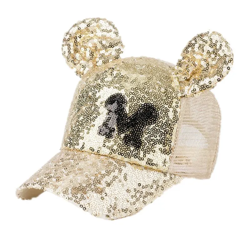 

2018 Hot Sequins Ear Hats Kids Snapback Baseball Cap With Ears Funny Hats Spring Summer Hip Hop Boy Hats Caps H0432