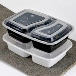 10 шт./компл. 2 отделения еда Prep пластик еда контейнер коробки для обедов Bento Пикник экологичные с крышкой Microwavable ланчбоксы