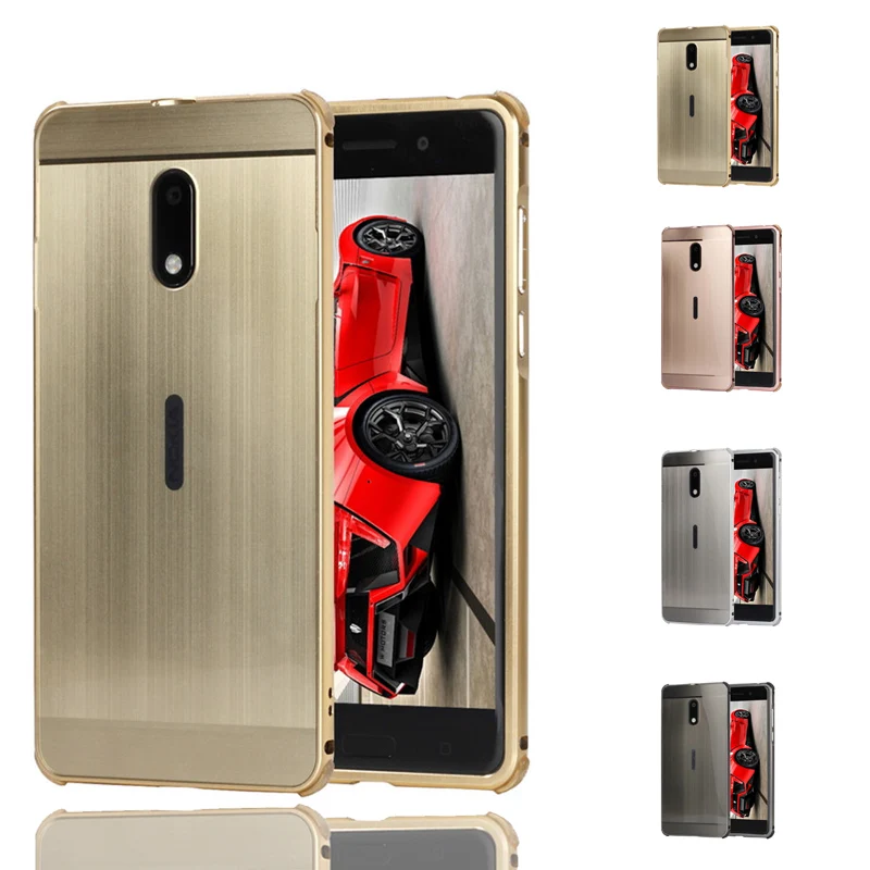 

For Nokia 6 7 7 Plus 8 Case Hybrid 2 in 1 Armor Capa Aluminum Metal Bumper Brushed Acrylic PC Cover for Nokia 7 7 Plus Coque