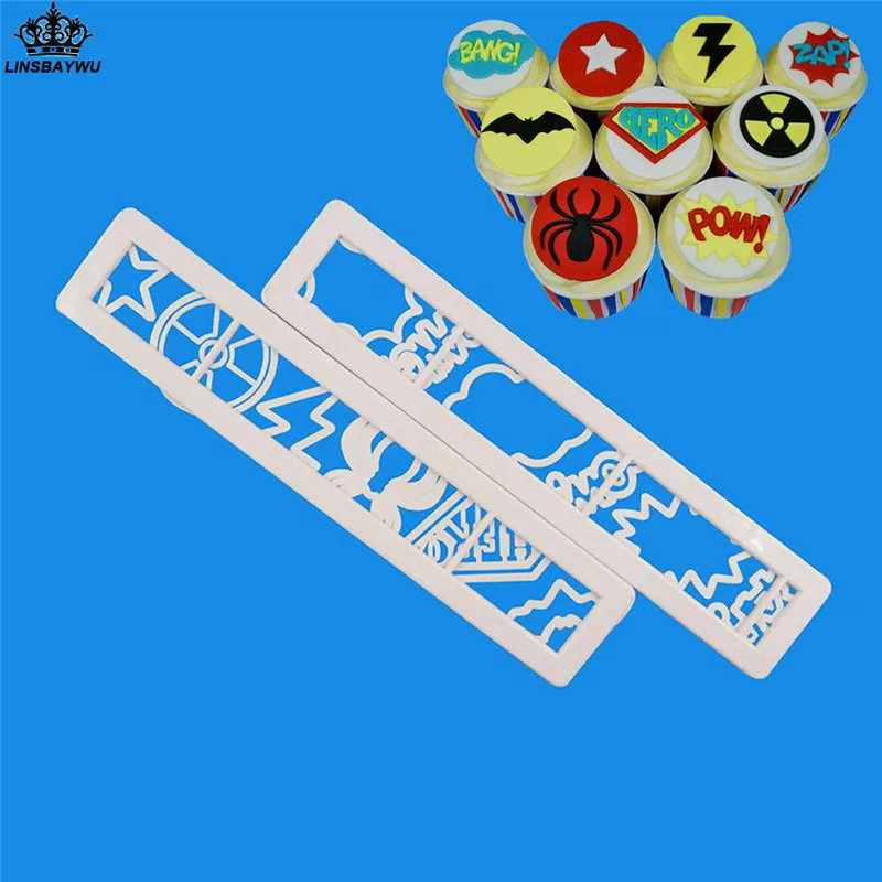 

2Pcs Super Hero Cartoon Plastic Cake Molds DIY Fondant Chocolate Cupcake Mould Biscuit Cookie Cutter For Cake Decorating Tools