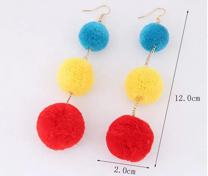 

Pom Pom Earrings Colorful Ball Beads Tassel Earrings Women Boho Bohemian Pendientes Mujer Minimalist Earrings Pendientes Flecos