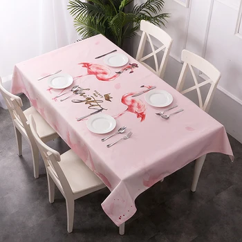 

Customize 3D Tablecloth pink Flamingo Pattern Dustproof Table Cloth Rectangular Round Thicken Polyester Cotton Table Cover