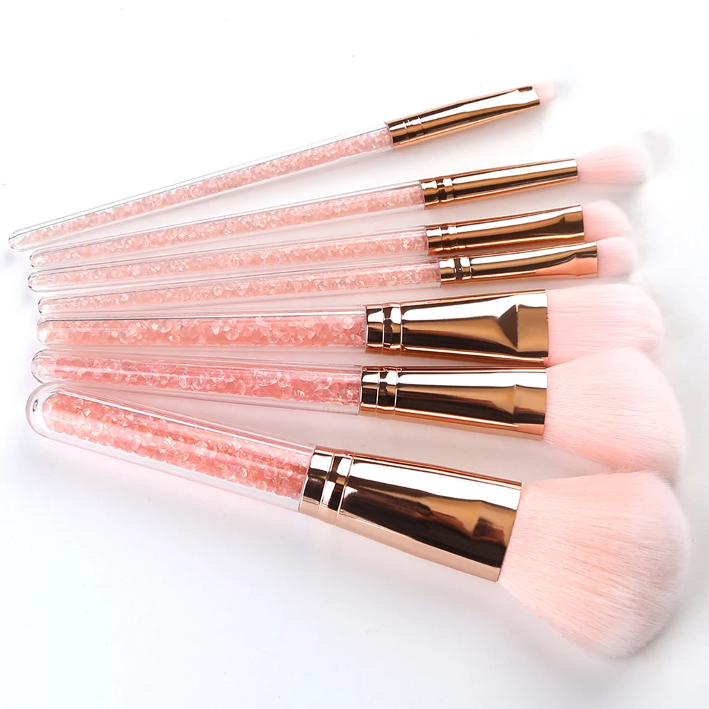 7pcs/set Rhinestone Glitter Crystal Makeup Brush Kit Professional Highlighter Eyebrow Face Concealer Brush